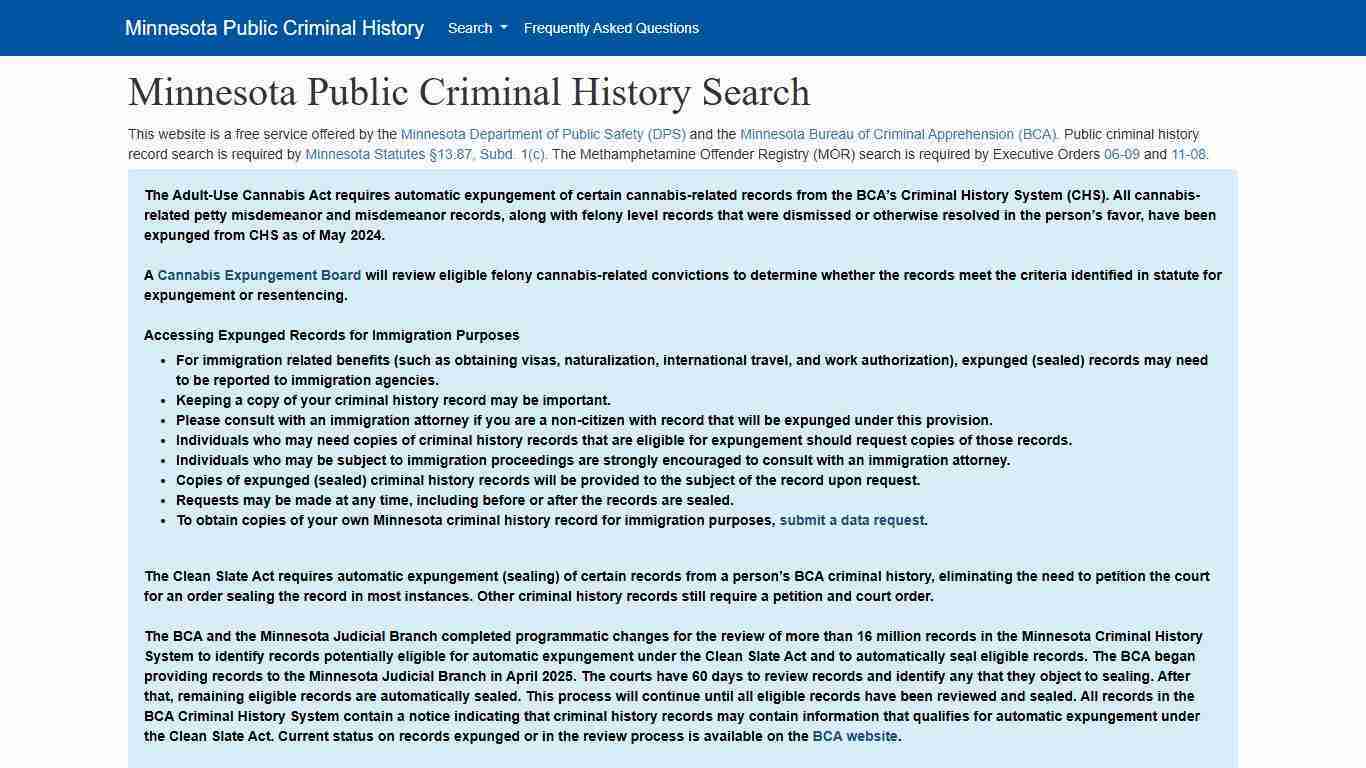 Minnesota Public Criminal History